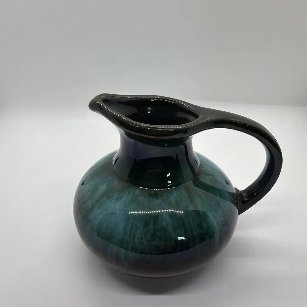 Blue Mountain Pottery Small Creamer Pitcher Green Blue Drip Glaze BMP Canada MCM